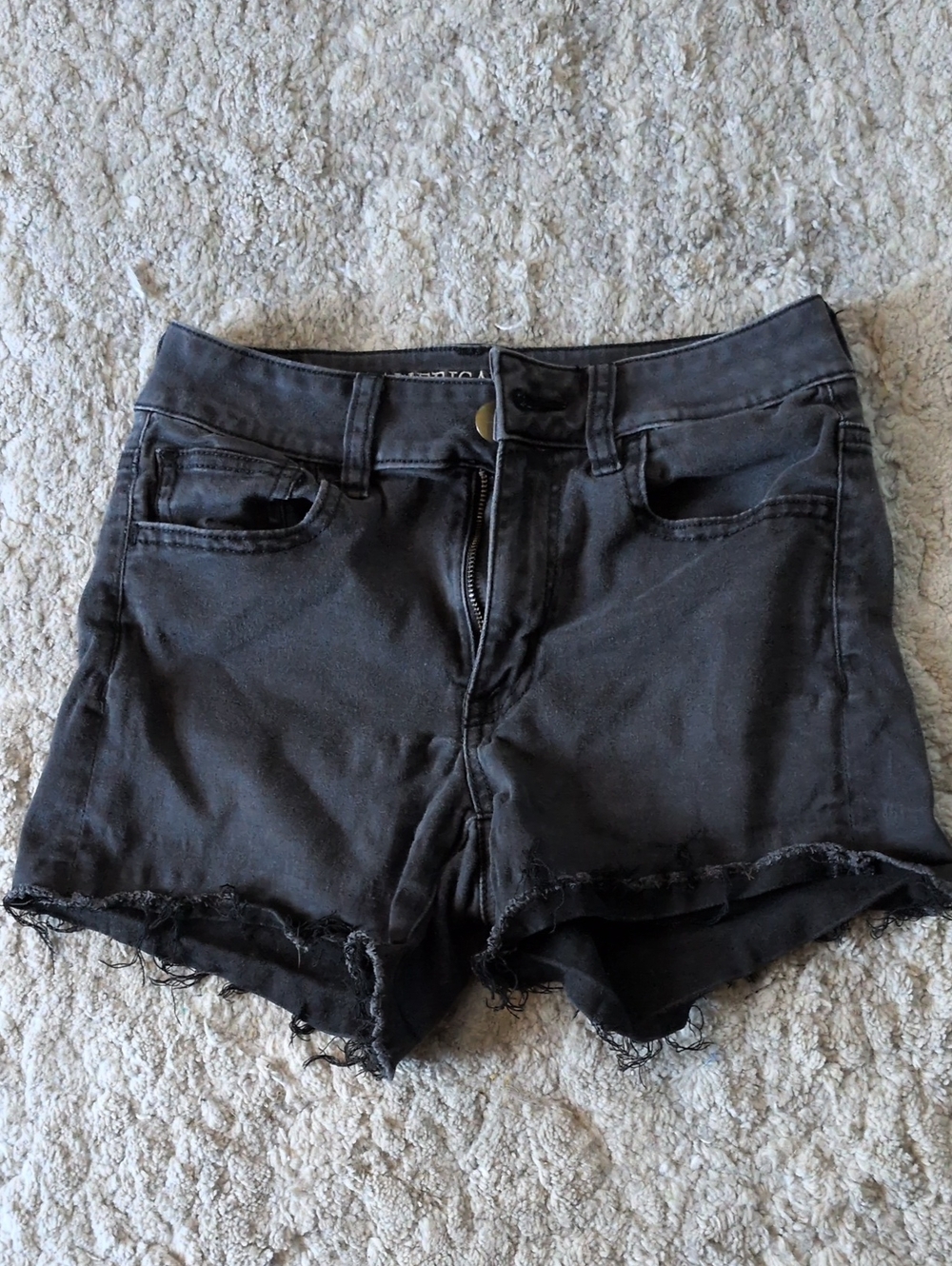 American Eagle Outfitters Black Frayed Denim Shorts